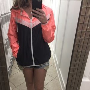 Fila coral and gray hooded windbreaker jacket